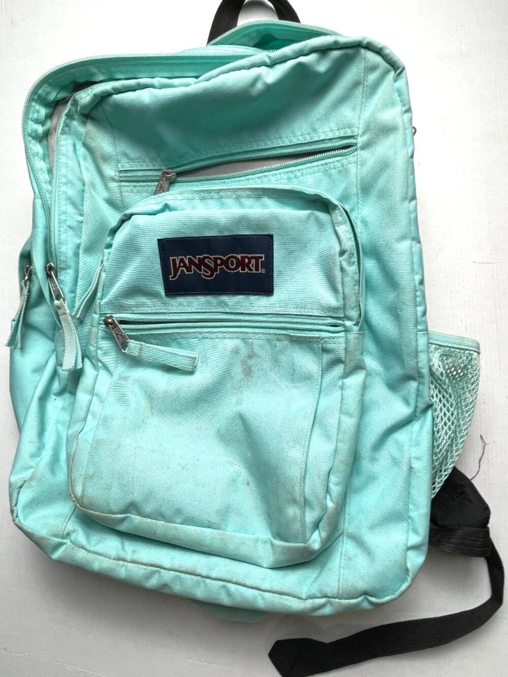 JanSport Backpack Aqua Teal Blue Green Classic School Bag Kids Unisex Used